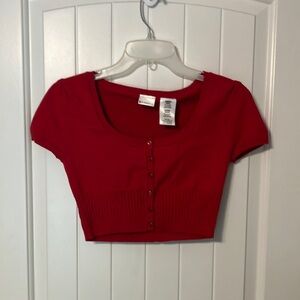 No Boundaries Red Crop Fitted Sweater